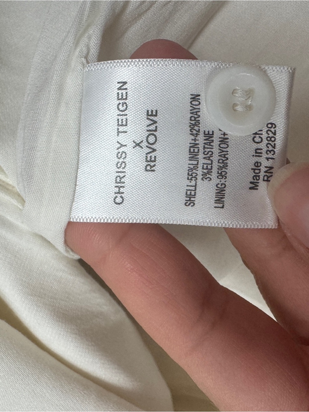 Chrissy Teigen x REVOLVE off-the-shoulder Cream Mini Dress size large - Picture 11 of 14